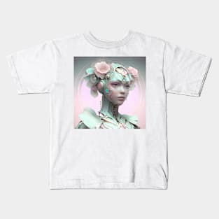 Portrait in Pastel Colors of A Fractal Robot Kids T-Shirt